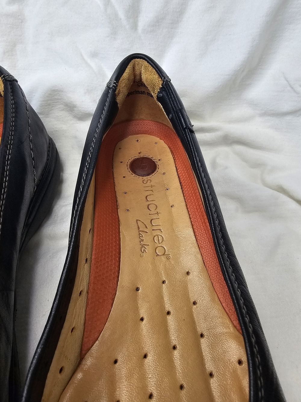 Y2K Clarks Unstructured Flat Shoes Rosily Brown Ballet Leather Loafer Slip On - Picture 12 of 16